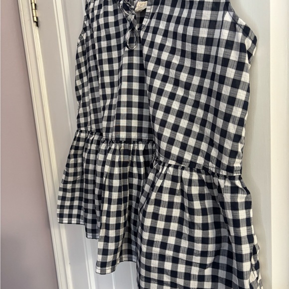 LOFT Navy and White Checkered Peplum Blouse - Picture 2 of 5